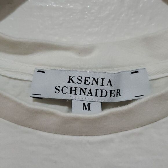 Rare Ksenia Schnaider Cropped T Shirt in White With Logo & Embroidered Doves - Picture 6 of 7